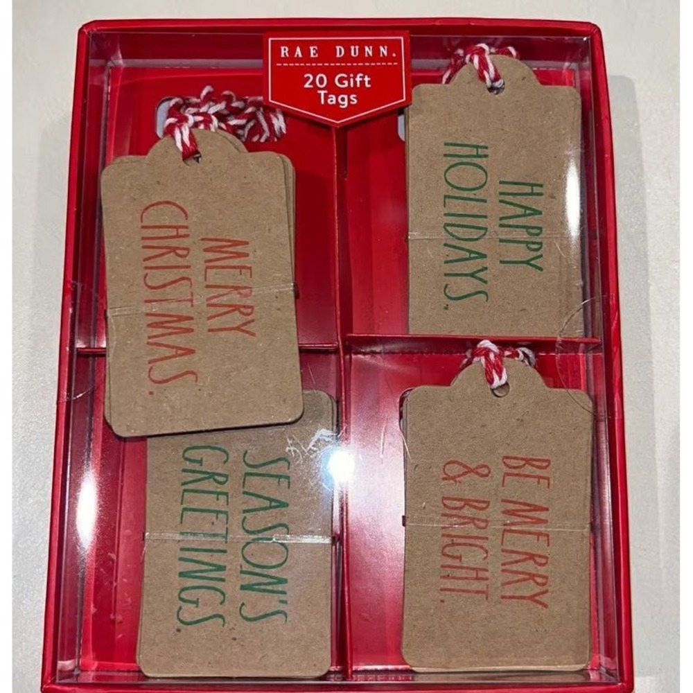 Rae Dunn Gift Tags Unisex 20 Count Brown  Christmas Holiday Farmhouse Twine